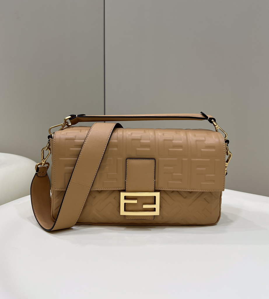 Fendi 8BR771 Baguette Large Dark Beige leather bag - Default Title - View 1