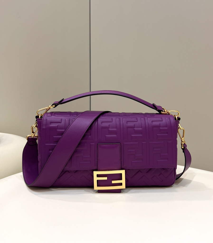 Fendi 8BR771 Baguette Large Purple leather bag - Default Title - View 1