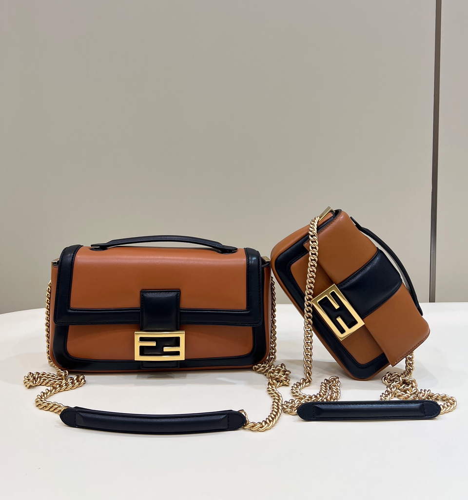 Fendi 8BR783 Baguette Chain Brown nappa leather bag - Default Title - View 1
