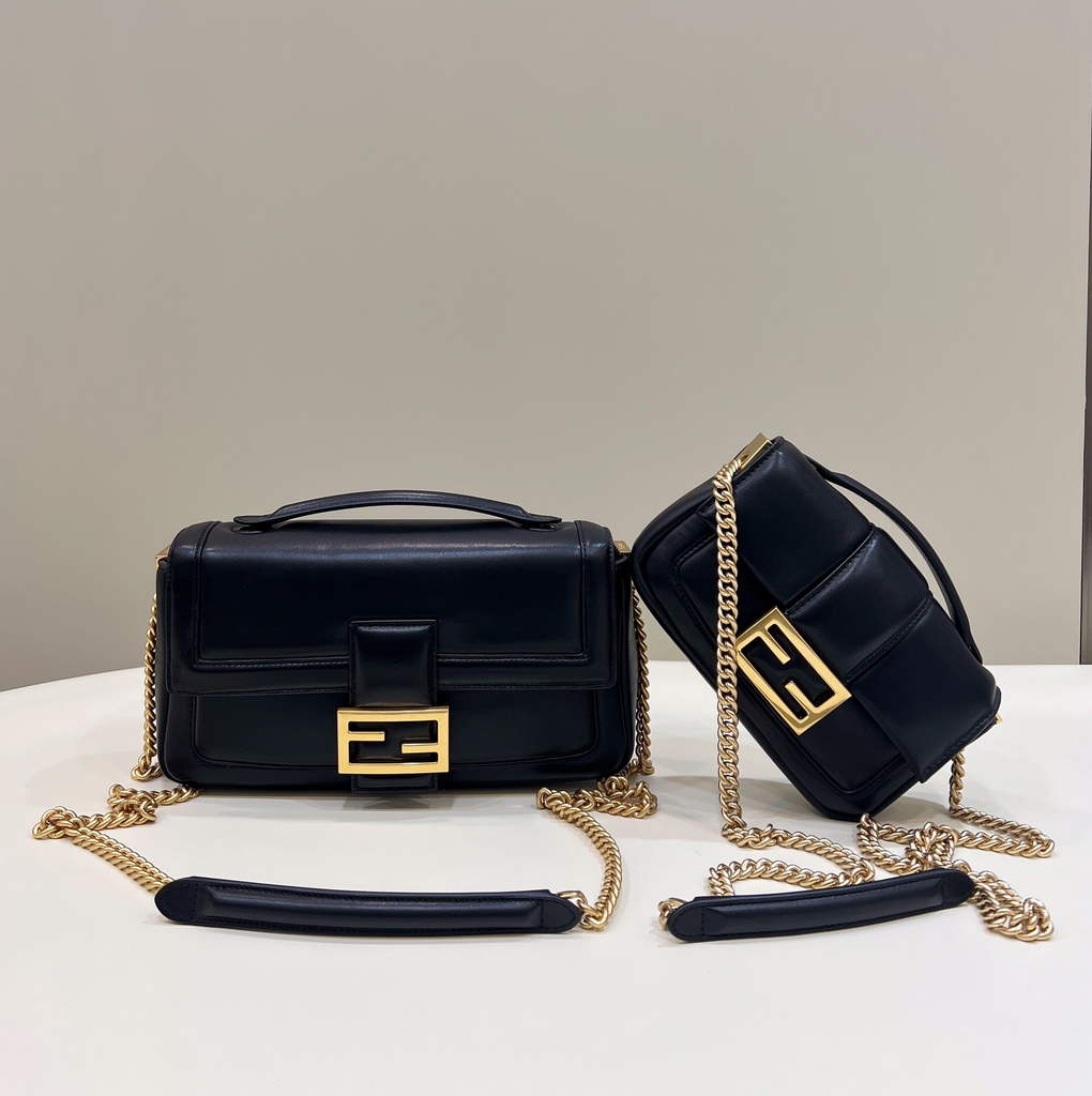 Fendi 8BR783 Baguette Chain Black nappa leather bag - Default Title - View 1