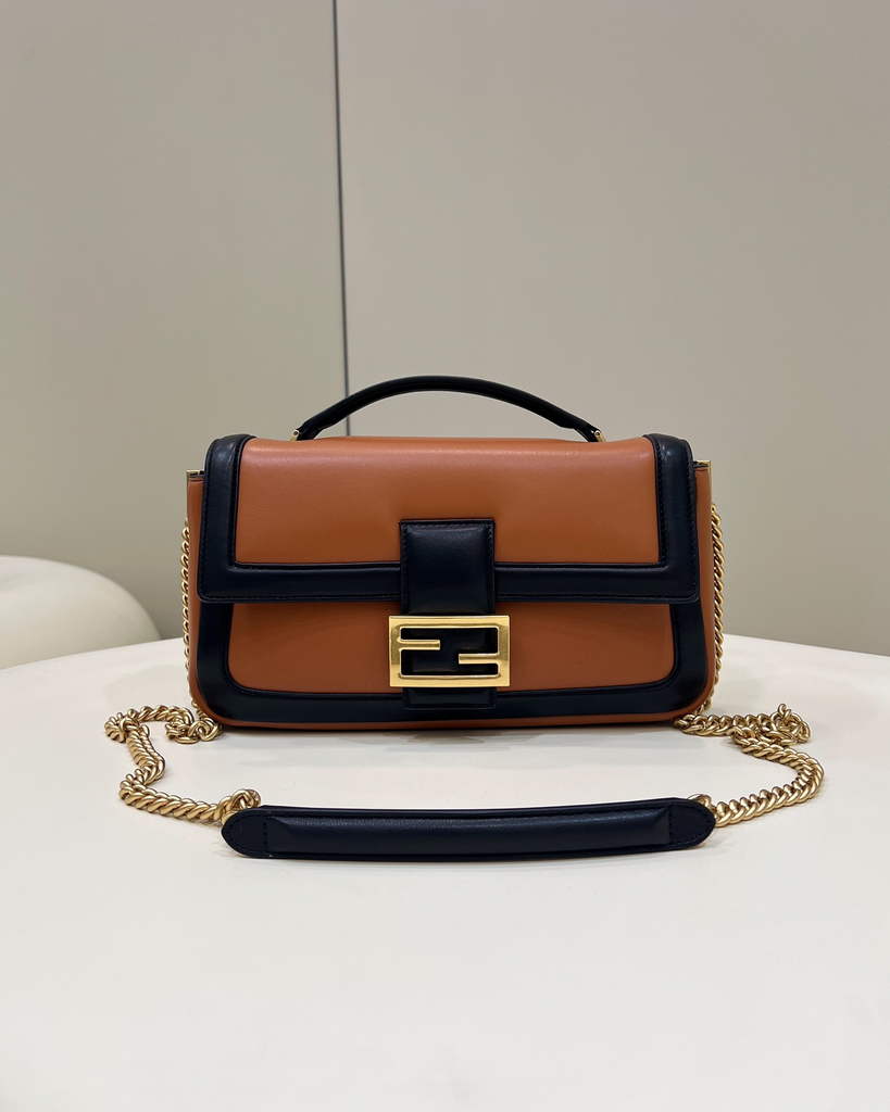 Fendi 8BR783 Baguette Chain Brown nappa leather bag - Default Title - View 2