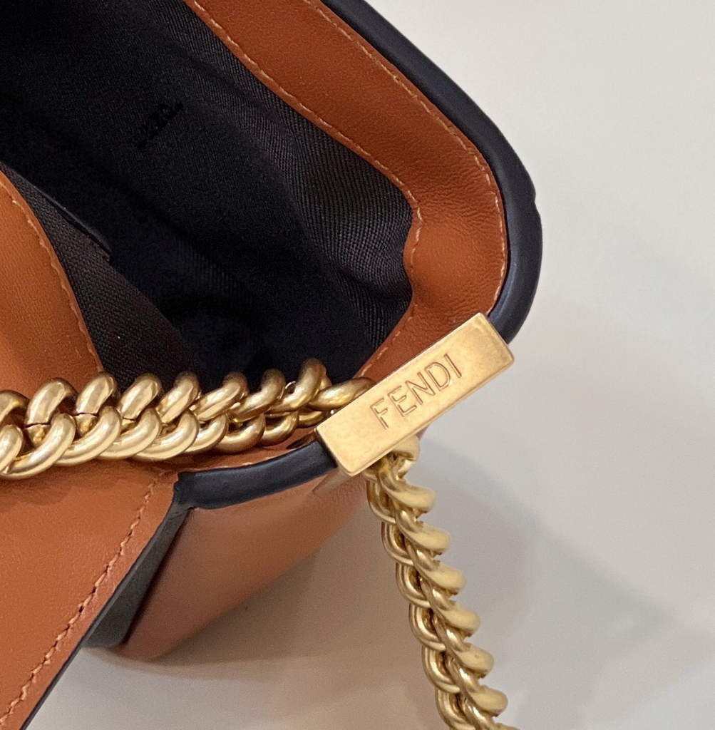 Fendi 8BR783 Baguette Chain Brown nappa leather bag - Default Title - View 9