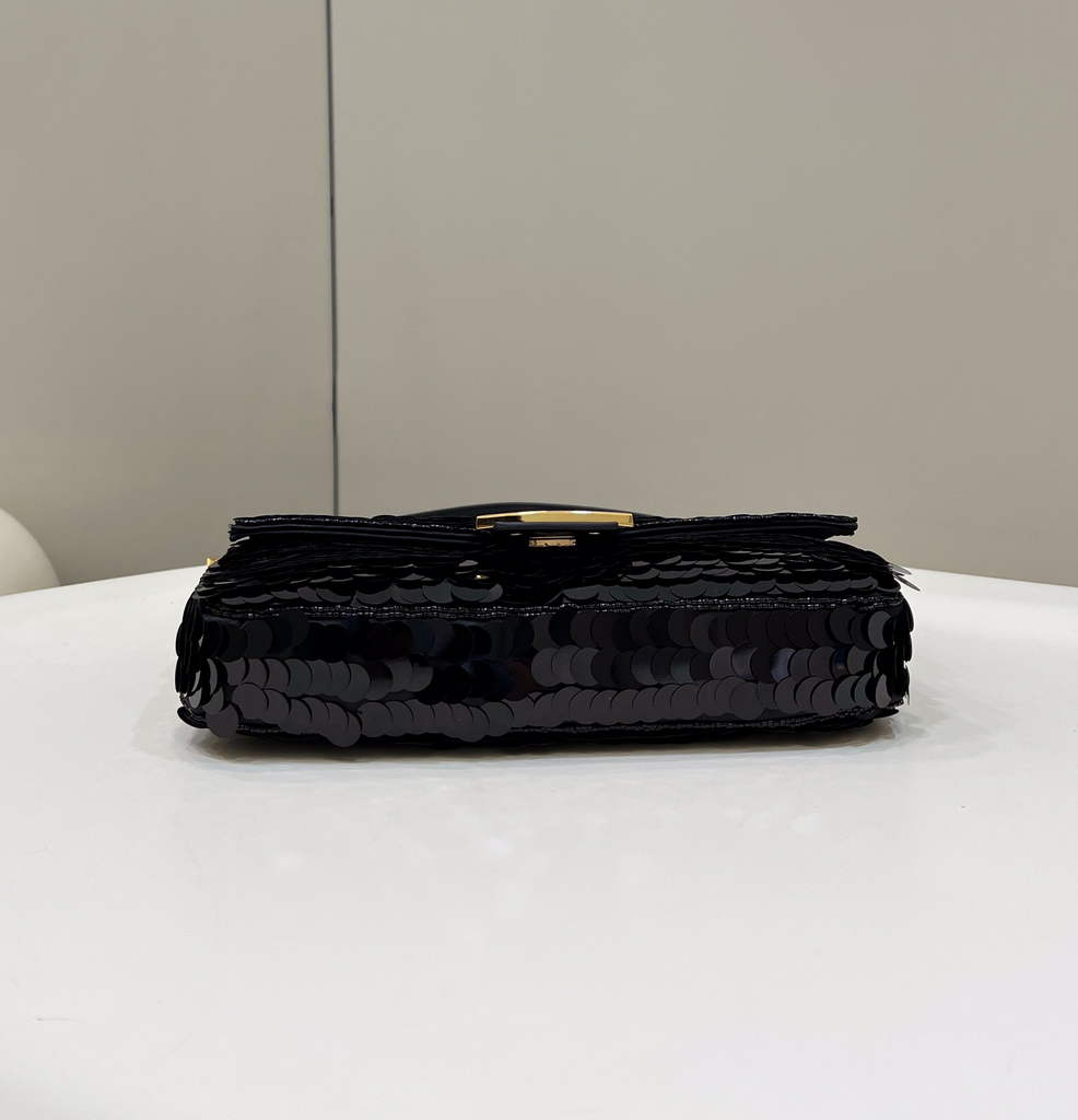 Fendi 8BR792 Baguette 1997 Black leather and sequinned bag - Default Title - View 5