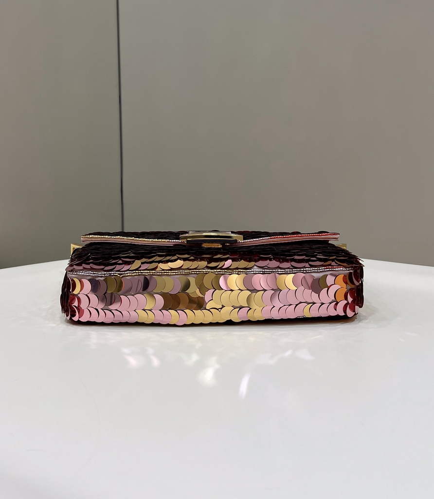 Fendi 8BR792 Baguette 1997 Copper-colored leather and sequinned bag - Default Title - View 4
