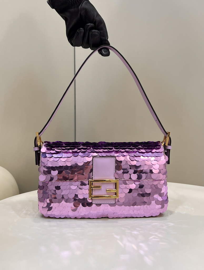 Fendi 8BR792 Baguette 1997 Purple leather and sequinned bag - Default Title - View 3