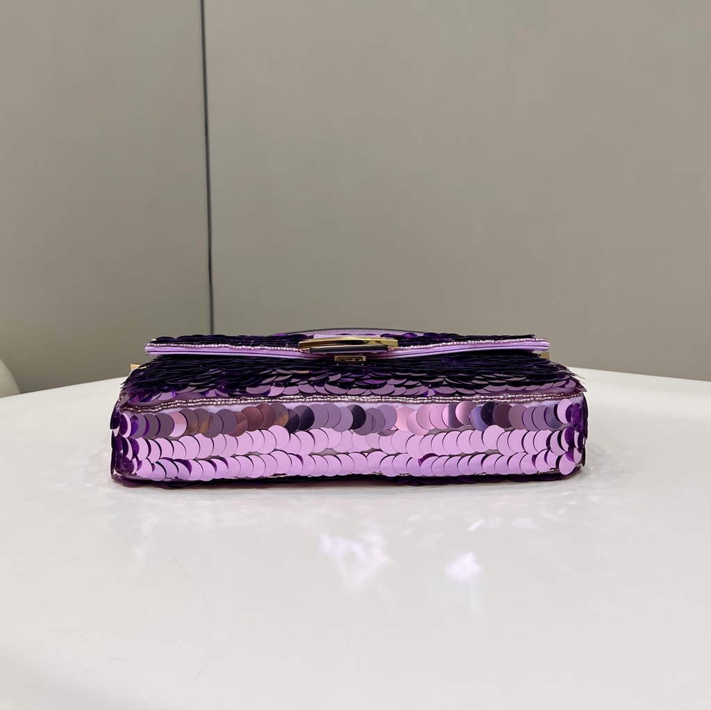 Fendi 8BR792 Baguette 1997 Purple leather and sequinned bag - Default Title - View 6