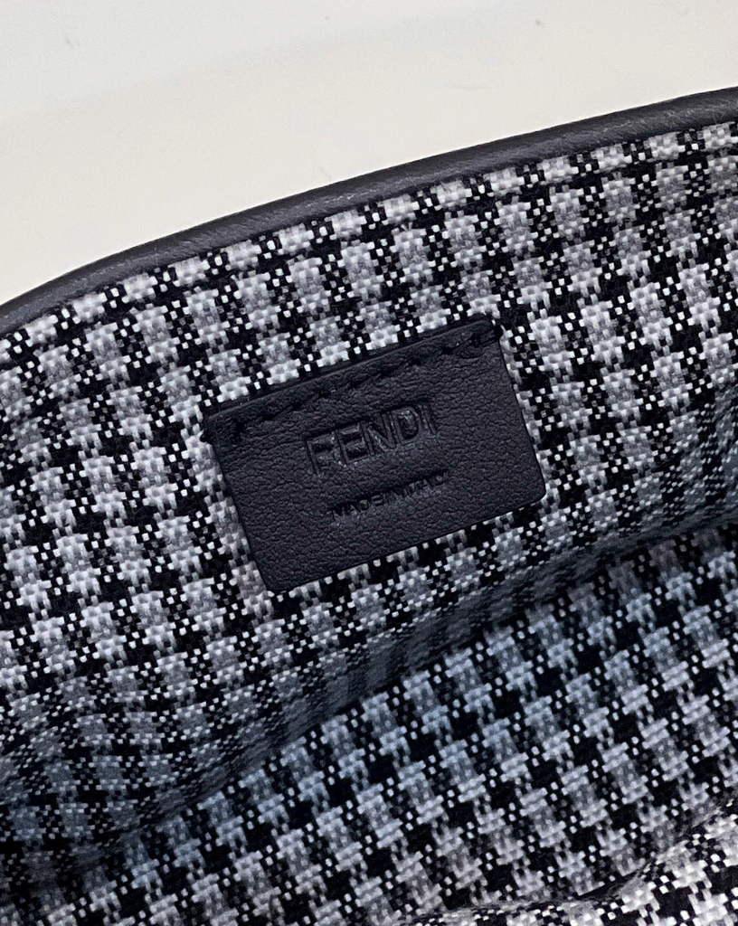 Fendi 8BS017 Baguette Mini Gray houndstooth wool bag with FF embroidery - Default Title - View 6