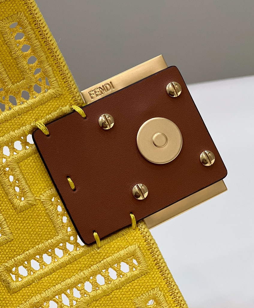 Fendi 8BS017 Baguette Mini Jacquard FF bag in Yellow - Default Title - View 7