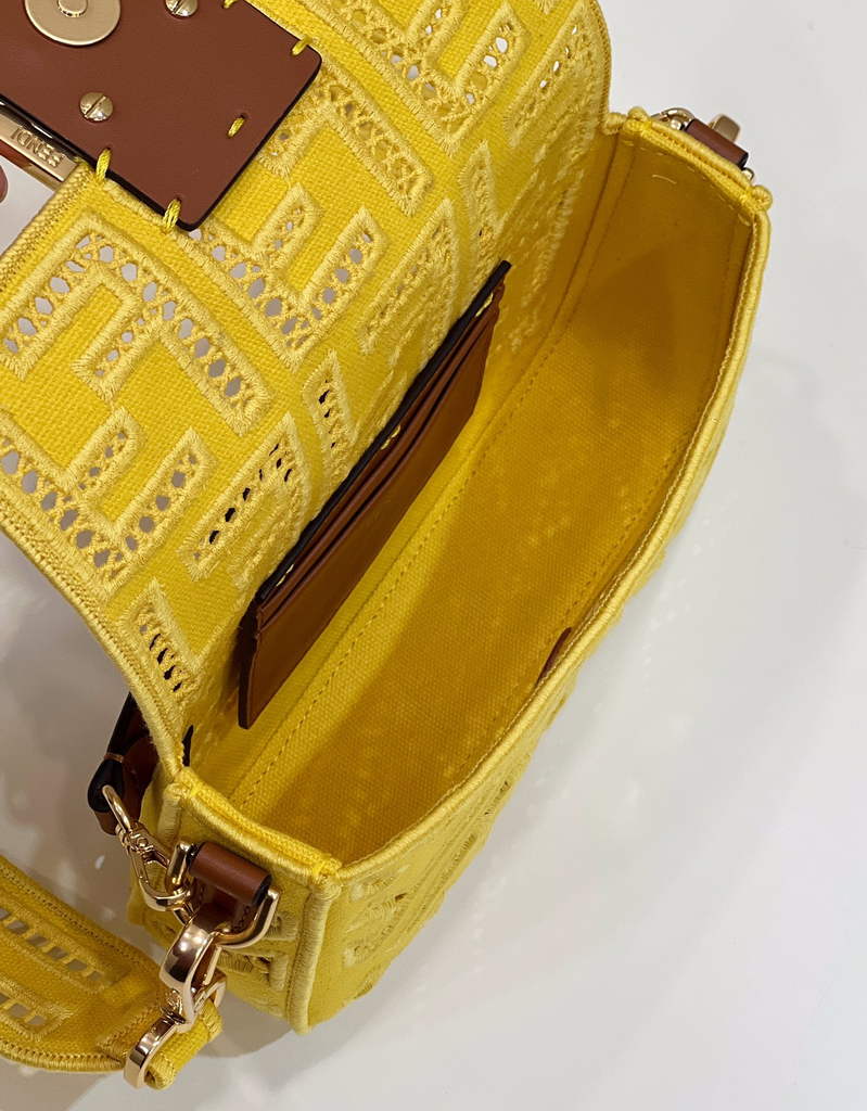 Fendi 8BS017 Baguette Mini Jacquard FF bag in Yellow - Default Title - View 9