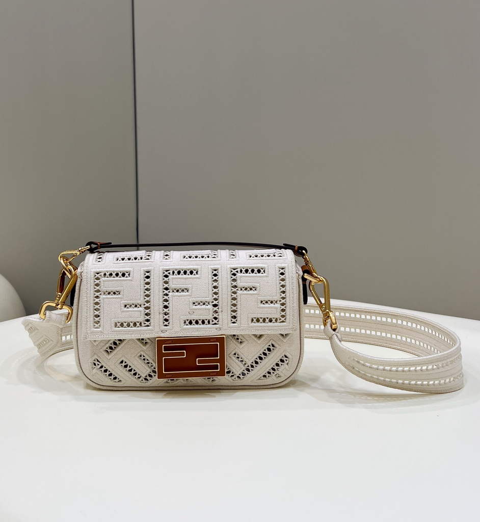 Fendi 8BS017 Baguette Mini Jacquard FF bag in White - Default Title - View 1