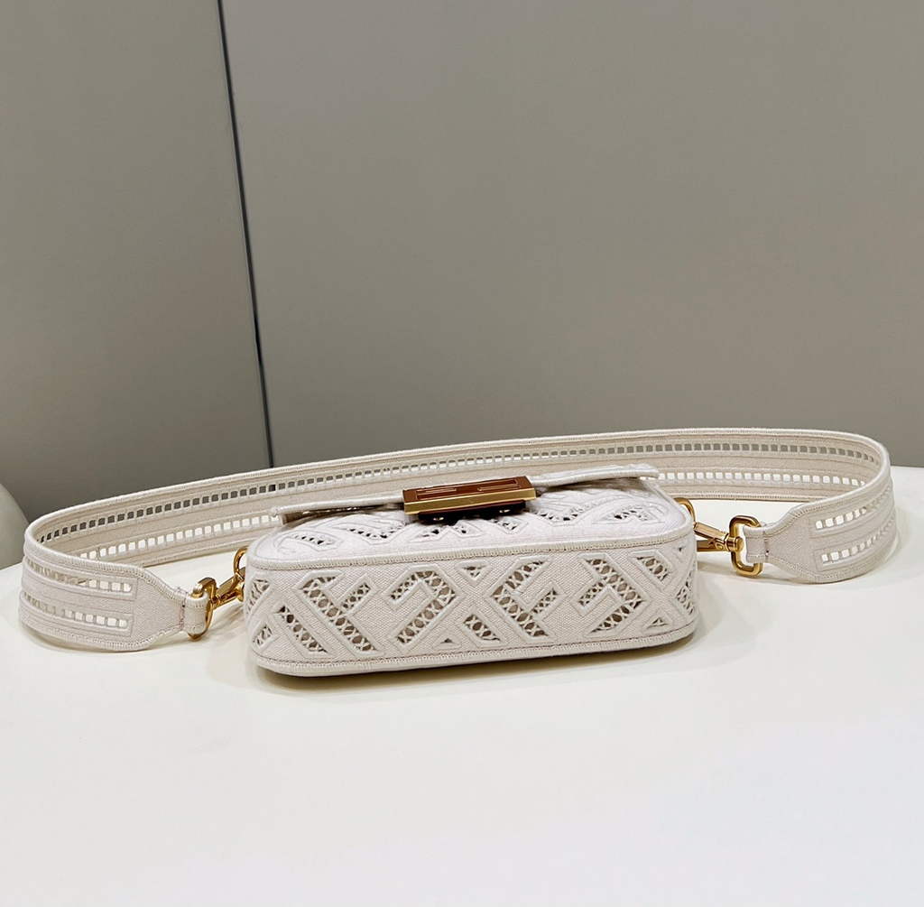 Fendi 8BS017 Baguette Mini Jacquard FF bag in White - Default Title - View 4