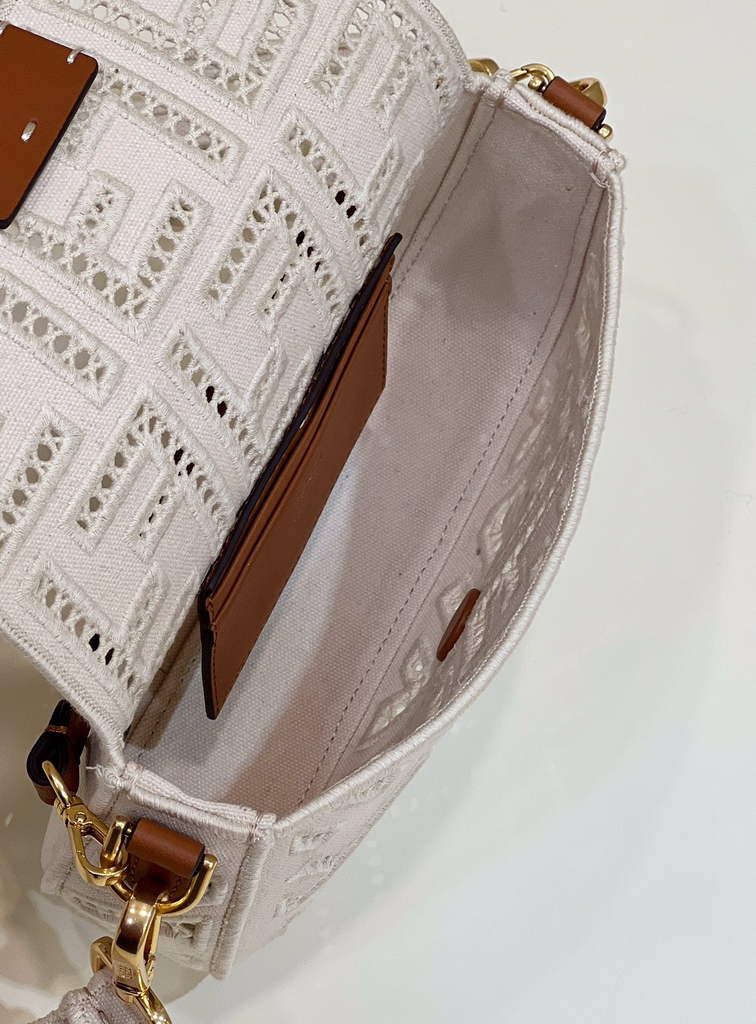 Fendi 8BS017 Baguette Mini Jacquard FF bag in White - Default Title - View 9