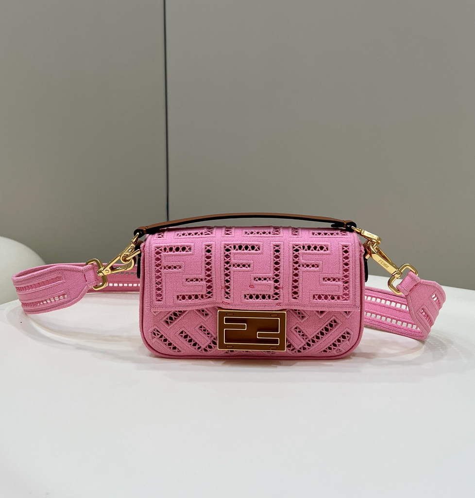 Fendi 8BS017 Baguette Mini Jacquard FF bag in Pink - Default Title - View 1