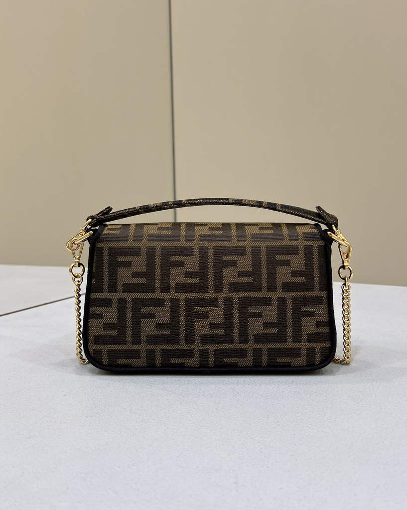 Fendi 8BS017 Baguette Mini Jacquard FF fabric bag Brown - Default Title - View 3