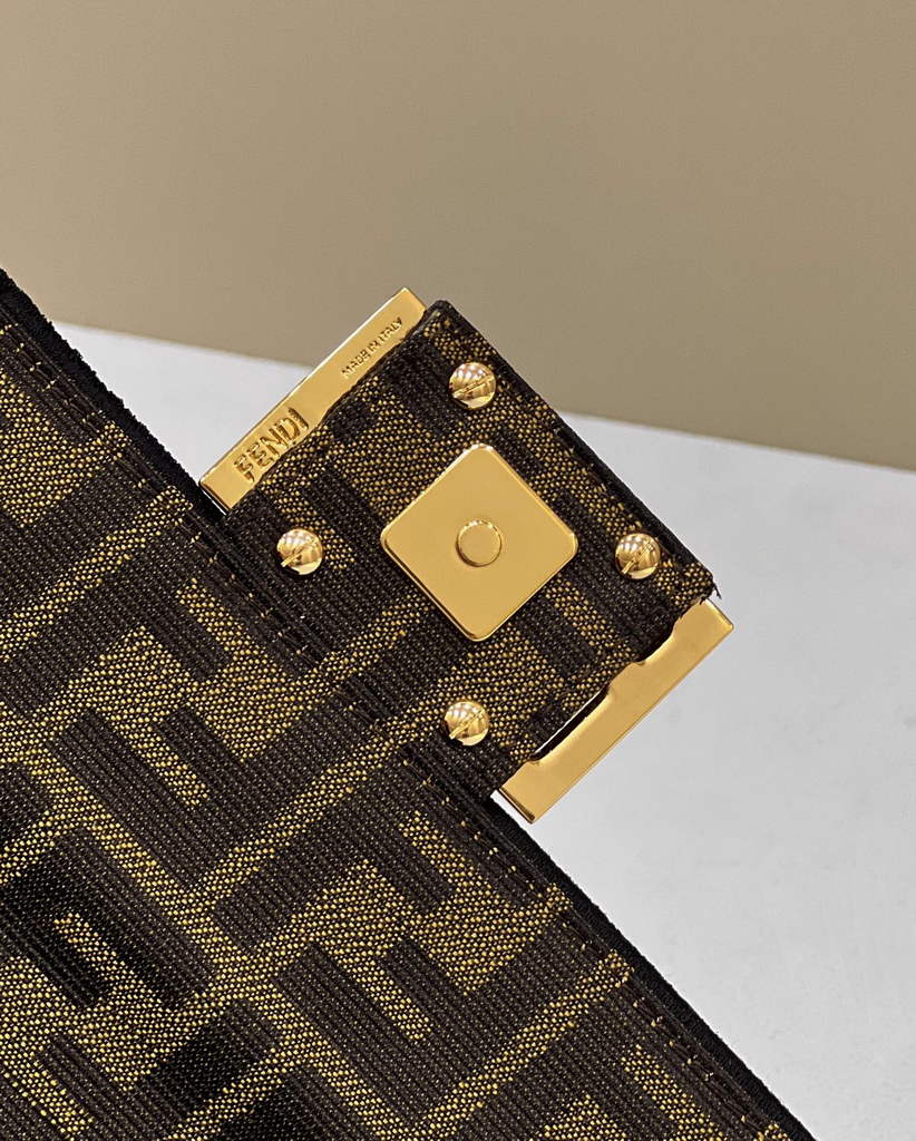 Fendi 8BS017 Baguette Mini Jacquard FF fabric bag Brown - Default Title - View 6