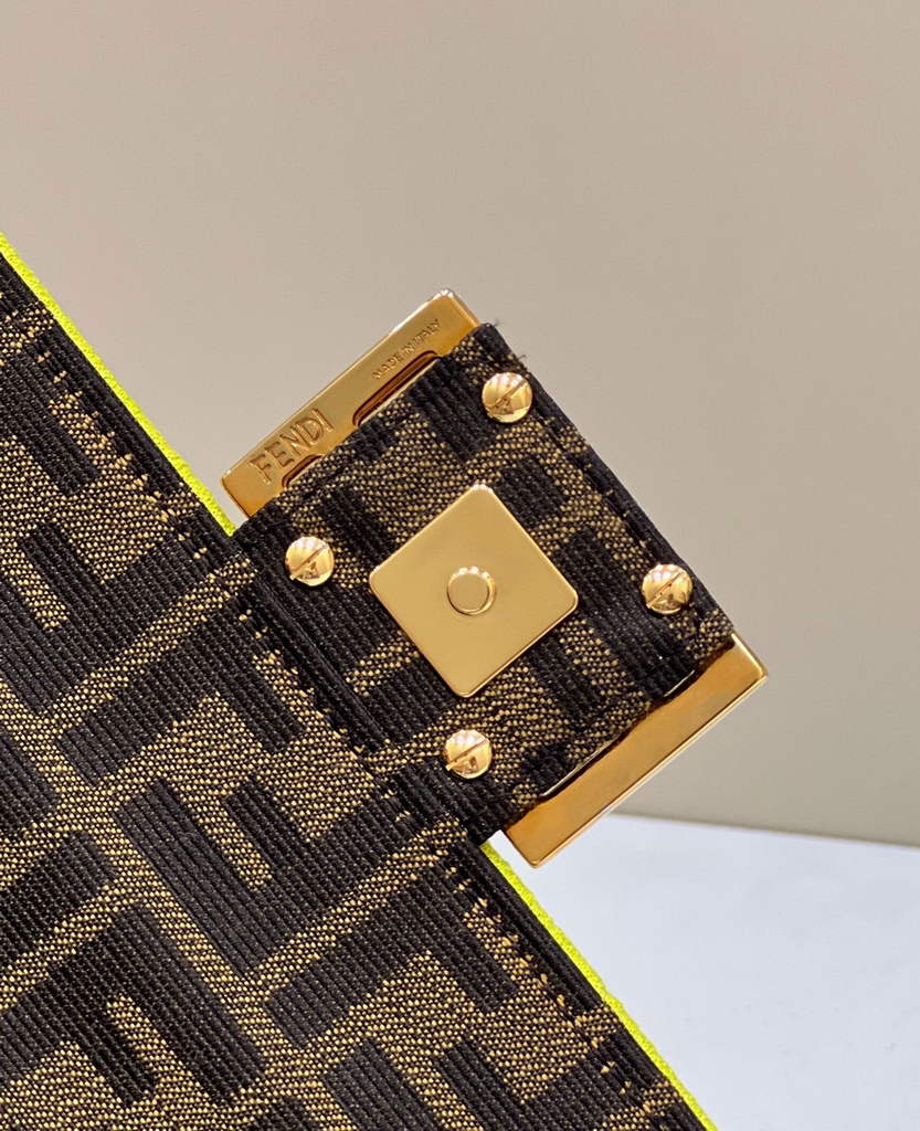 Fendi 8BS017 Baguette Mini Jacquard FF fabric bag Green - Default Title - View 8