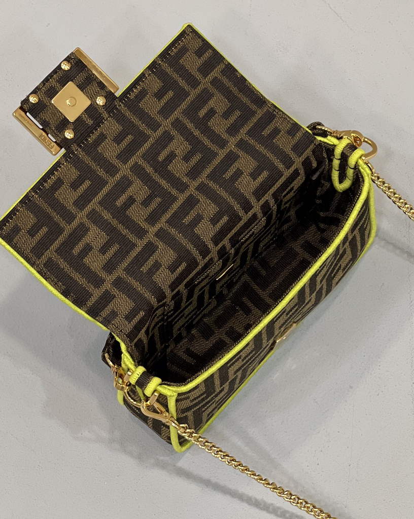 Fendi 8BS017 Baguette Mini Jacquard FF fabric bag Green - Default Title - View 11