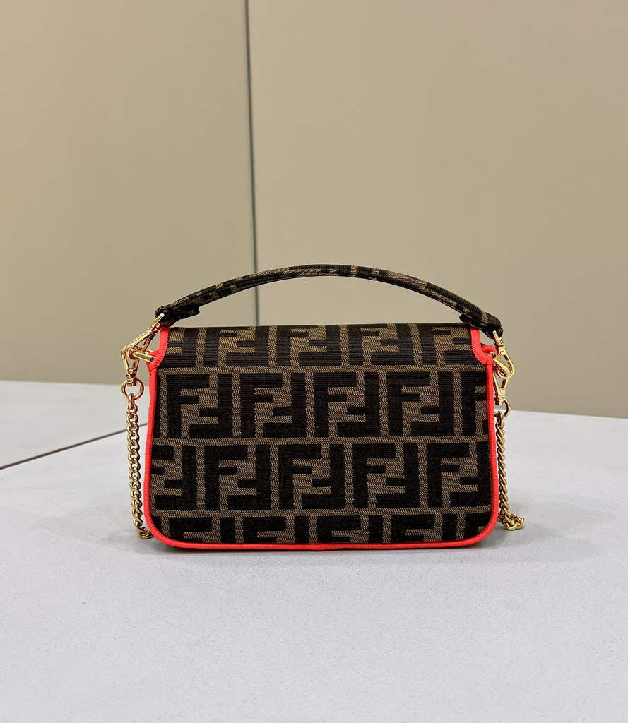Fendi 8BS017 Baguette Mini Jacquard FF fabric bag Red - Default Title - View 3