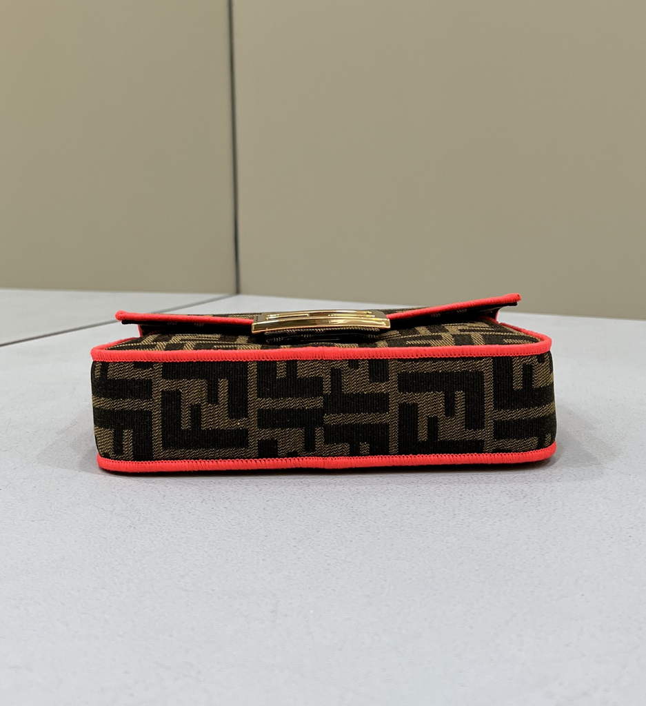 Fendi 8BS017 Baguette Mini Jacquard FF fabric bag Red - Default Title - View 4