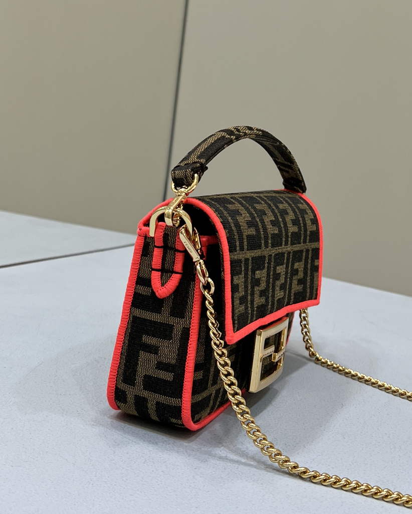 Fendi 8BS017 Baguette Mini Jacquard FF fabric bag Red - Default Title - View 5