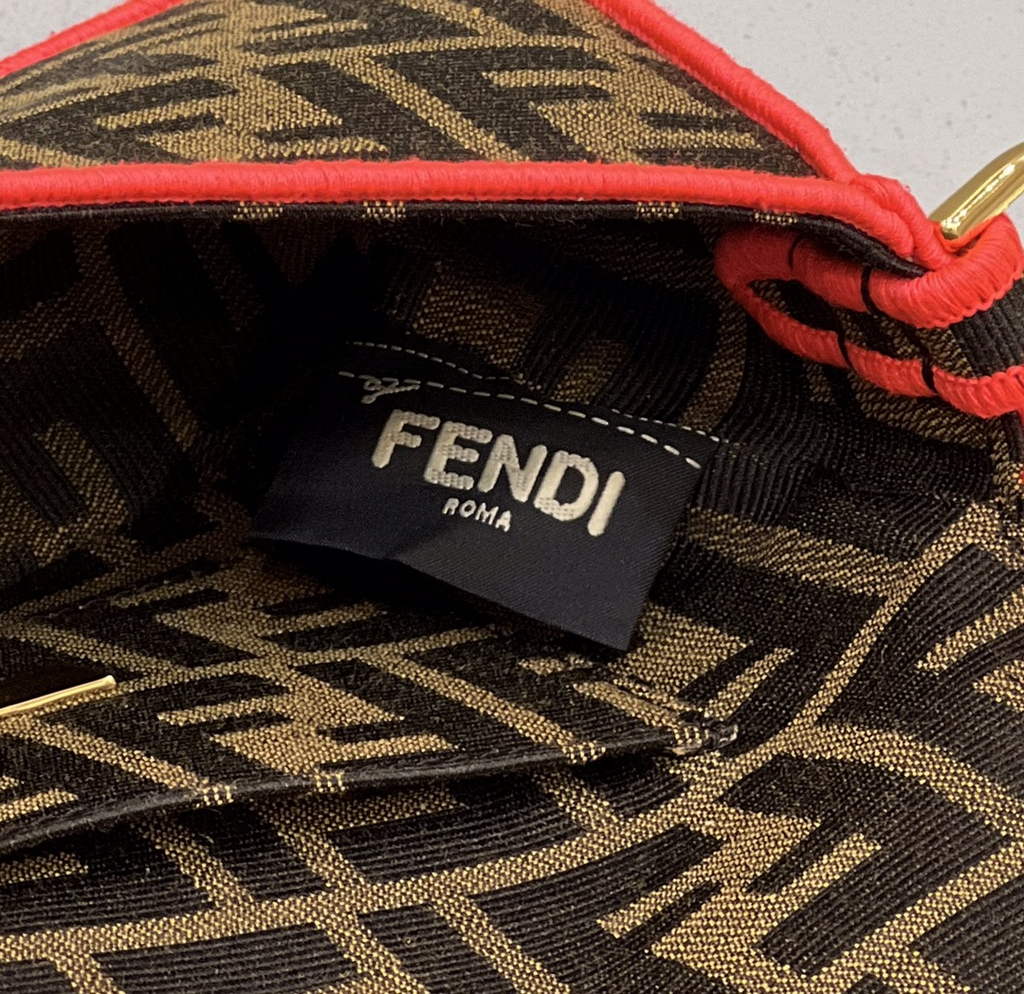 Fendi 8BS017 Baguette Mini Jacquard FF fabric bag Red - Default Title - View 7