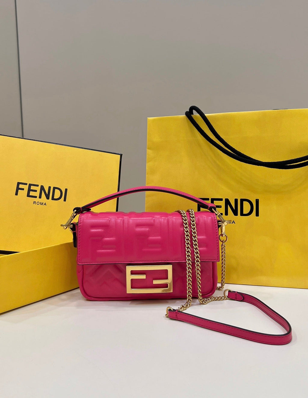 Fendi 8BS017 Baguette Mini Plum leather bag - Default Title - View 1