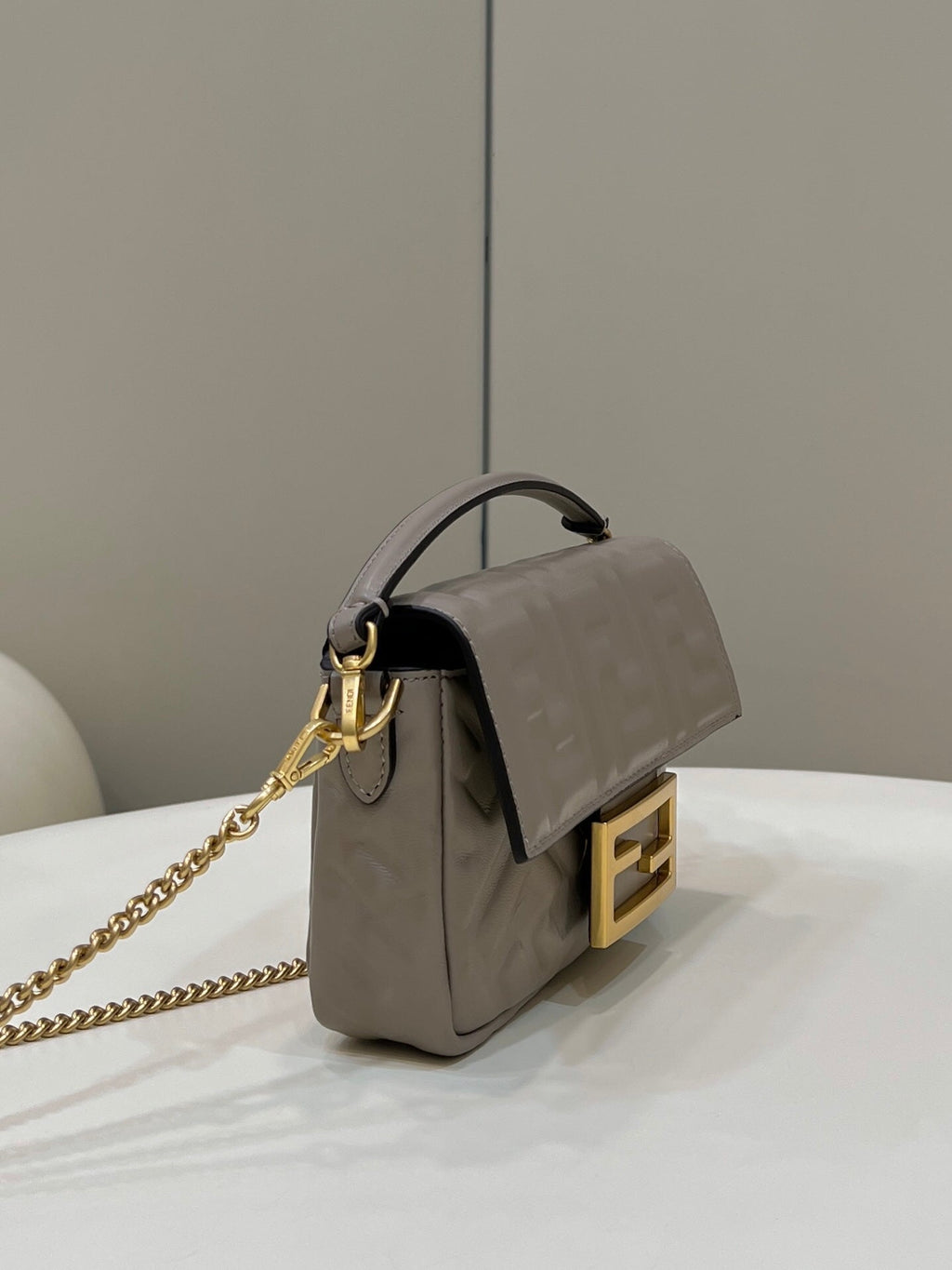 Fendi 8BS017 Baguette Mini leather bag gray - Default Title - View 3