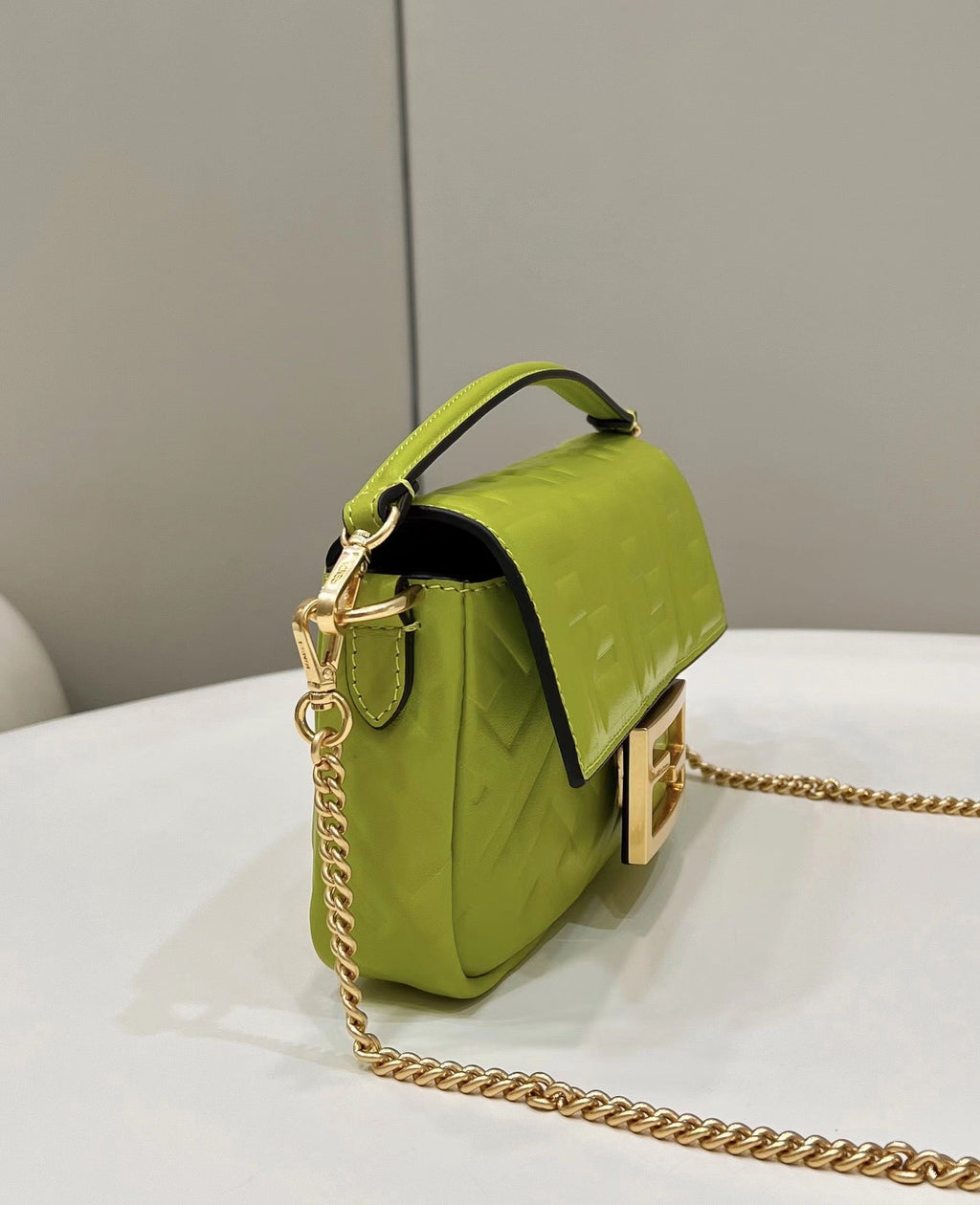Fendi 8BS017 Baguette Mini leather bag green - Default Title - View 3