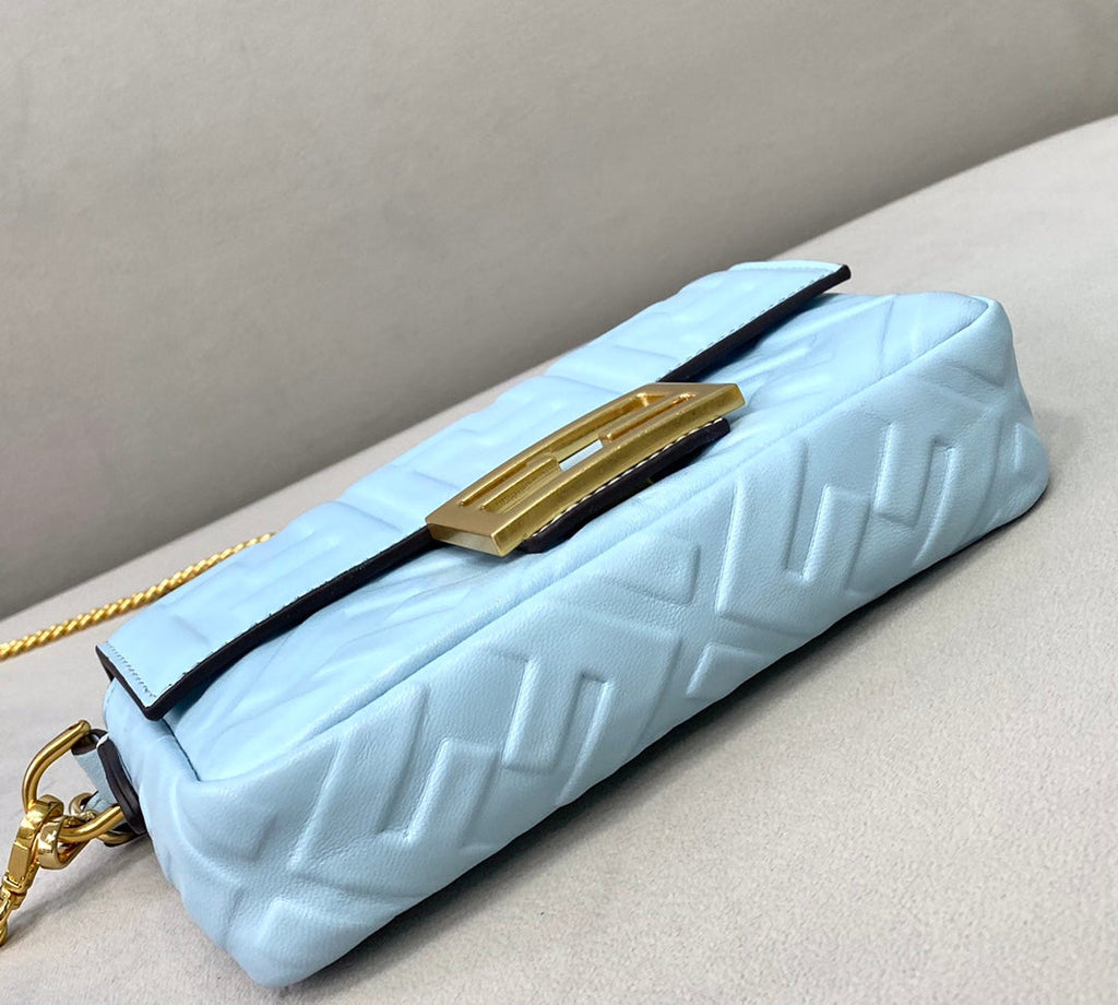 Fendi 8BS017 Baguette Mini light blue leather bag - Default Title - View 4