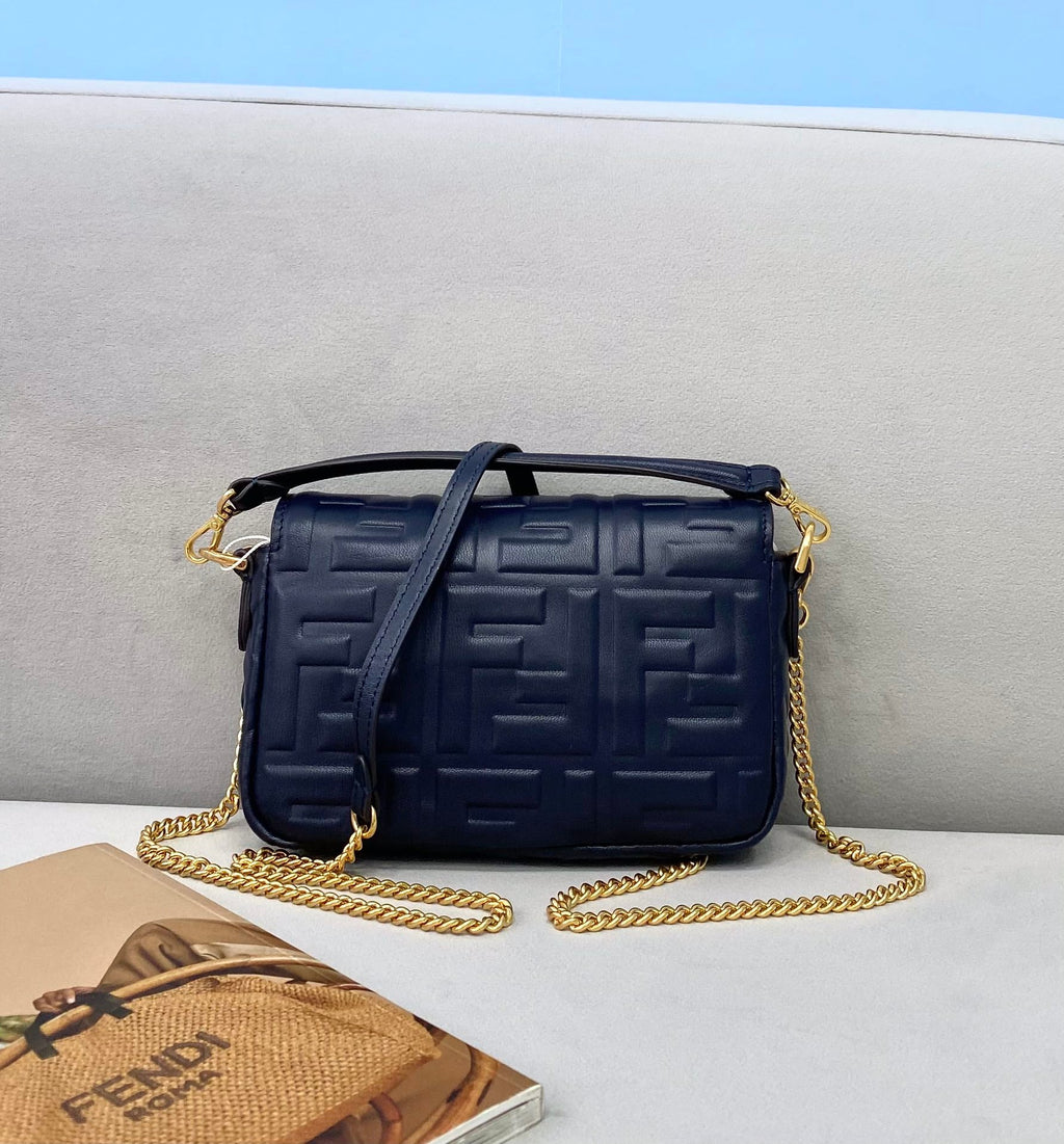 Fendi 8BS017 Baguette Mini Navy Blue leather bag - Default Title - View 2