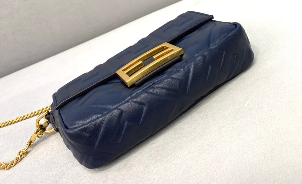 Fendi 8BS017 Baguette Mini Navy Blue leather bag - Default Title - View 3