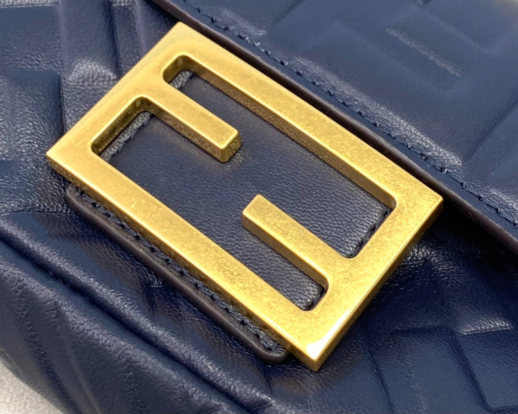 Fendi 8BS017 Baguette Mini Navy Blue leather bag - Default Title - View 4