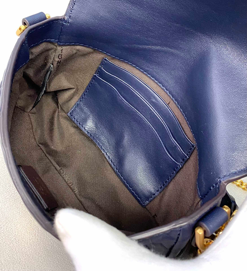 Fendi 8BS017 Baguette Mini Navy Blue leather bag - Default Title - View 8