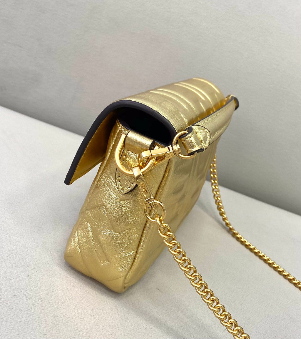 Fendi 8BS017 Baguette Mini Gold leather bag - Default Title - View 3