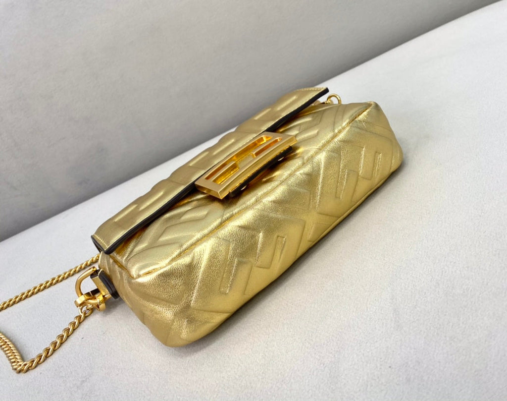 Fendi 8BS017 Baguette Mini Gold leather bag - Default Title - View 4