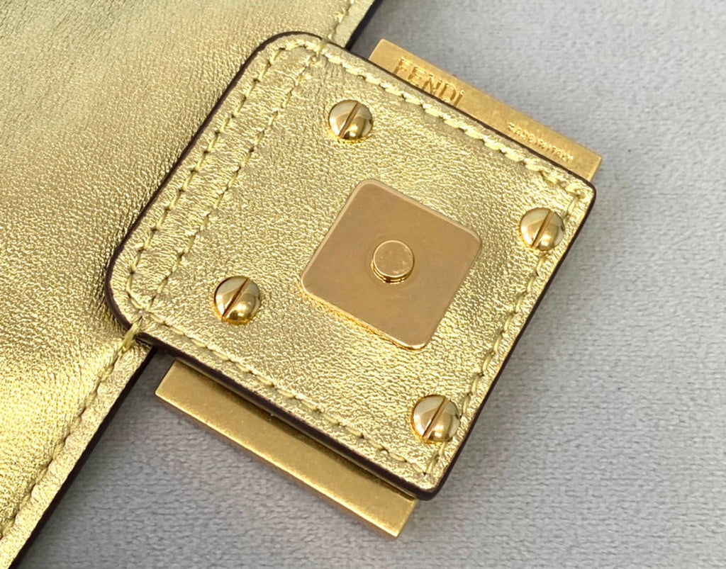 Fendi 8BS017 Baguette Mini Gold leather bag - Default Title - View 6