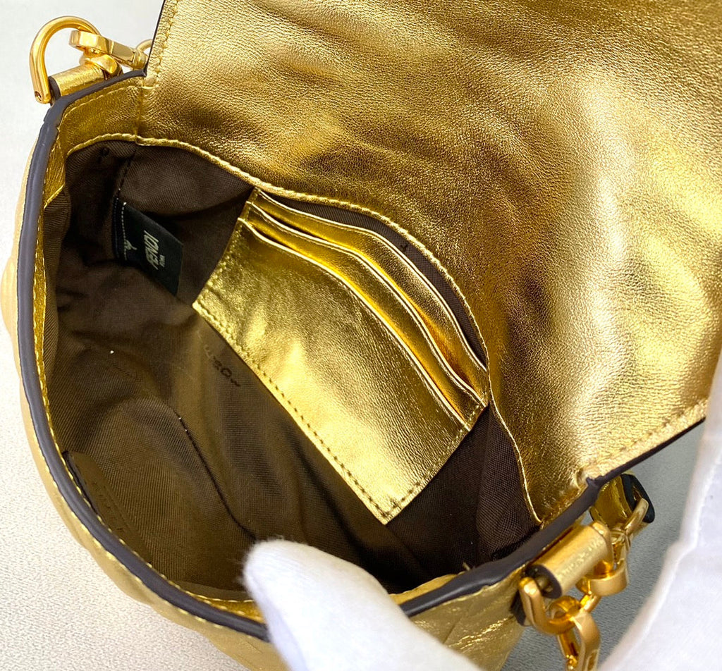 Fendi 8BS017 Baguette Mini Gold leather bag - Default Title - View 8