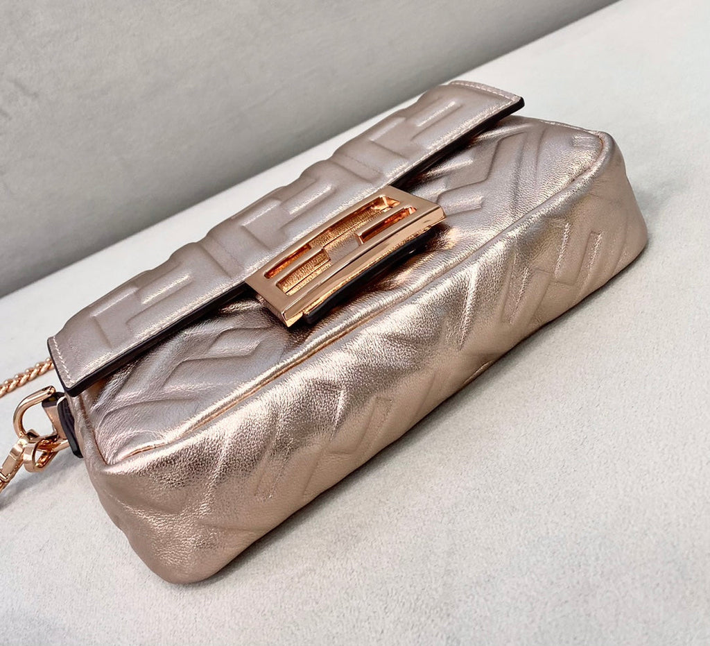 Fendi 8BS017 Baguette Mini Rose Gold leather bag - Default Title - View 3