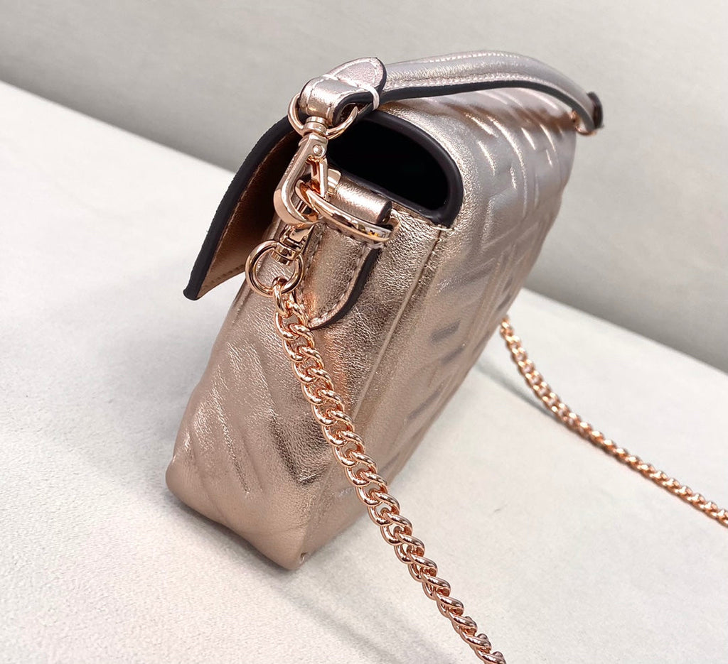 Fendi 8BS017 Baguette Mini Rose Gold leather bag - Default Title - View 7