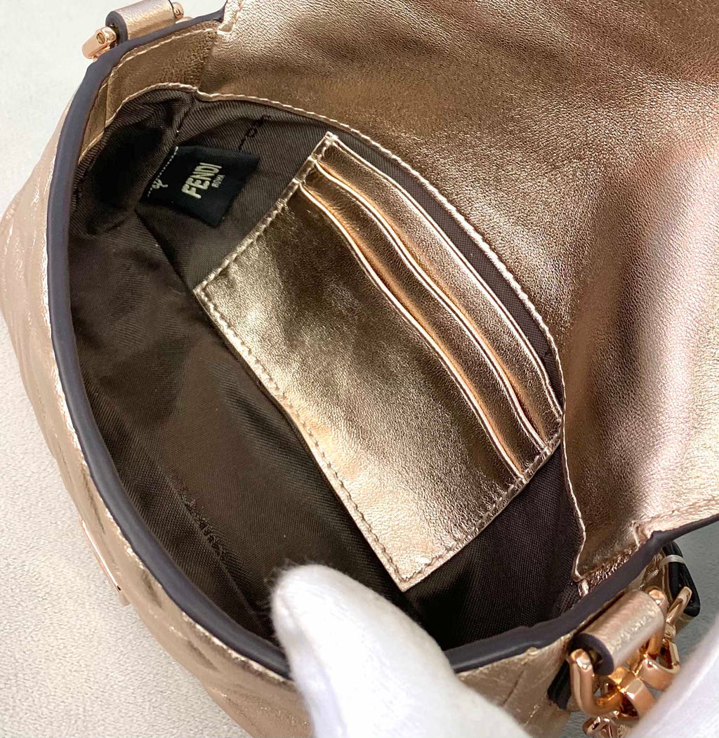 Fendi 8BS017 Baguette Mini Rose Gold leather bag - Default Title - View 8