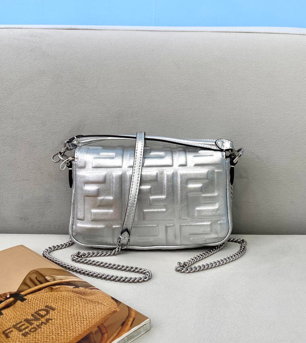 Fendi 8BS017 Baguette Mini Silver leather bag - Default Title - View 2