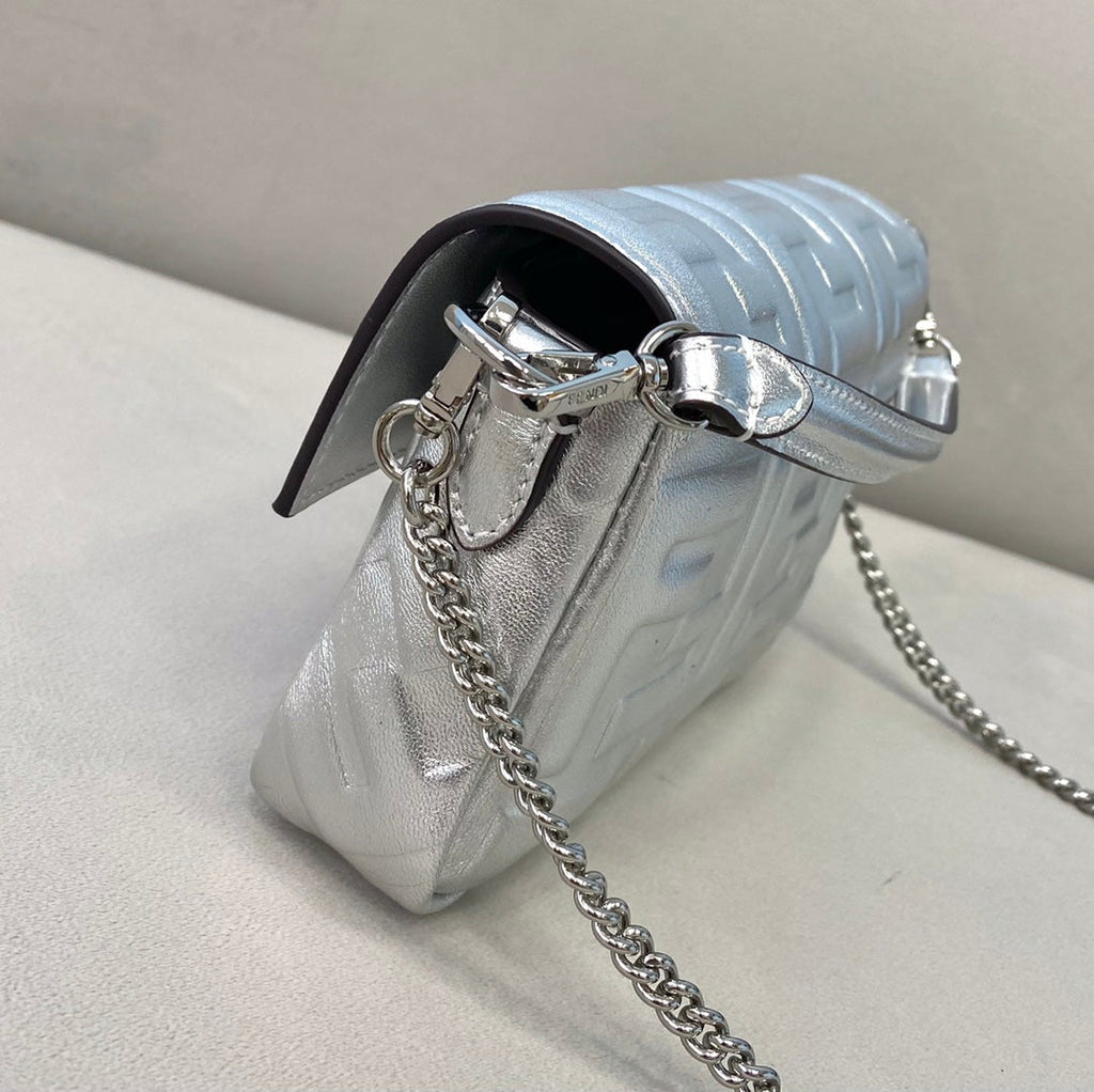 Fendi 8BS017 Baguette Mini Silver leather bag - Default Title - View 3