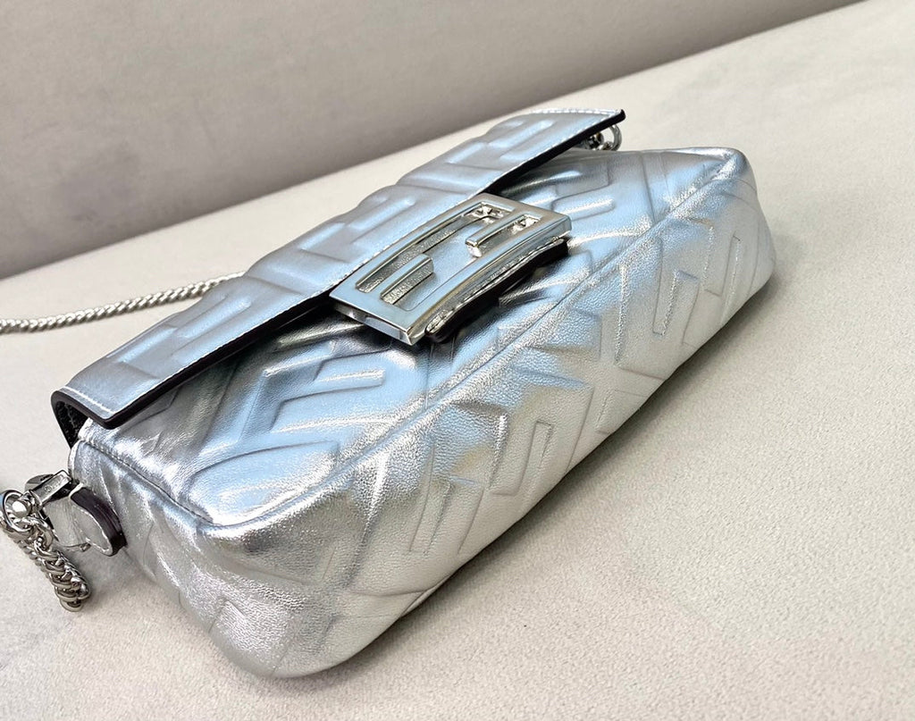 Fendi 8BS017 Baguette Mini Silver leather bag - Default Title - View 4