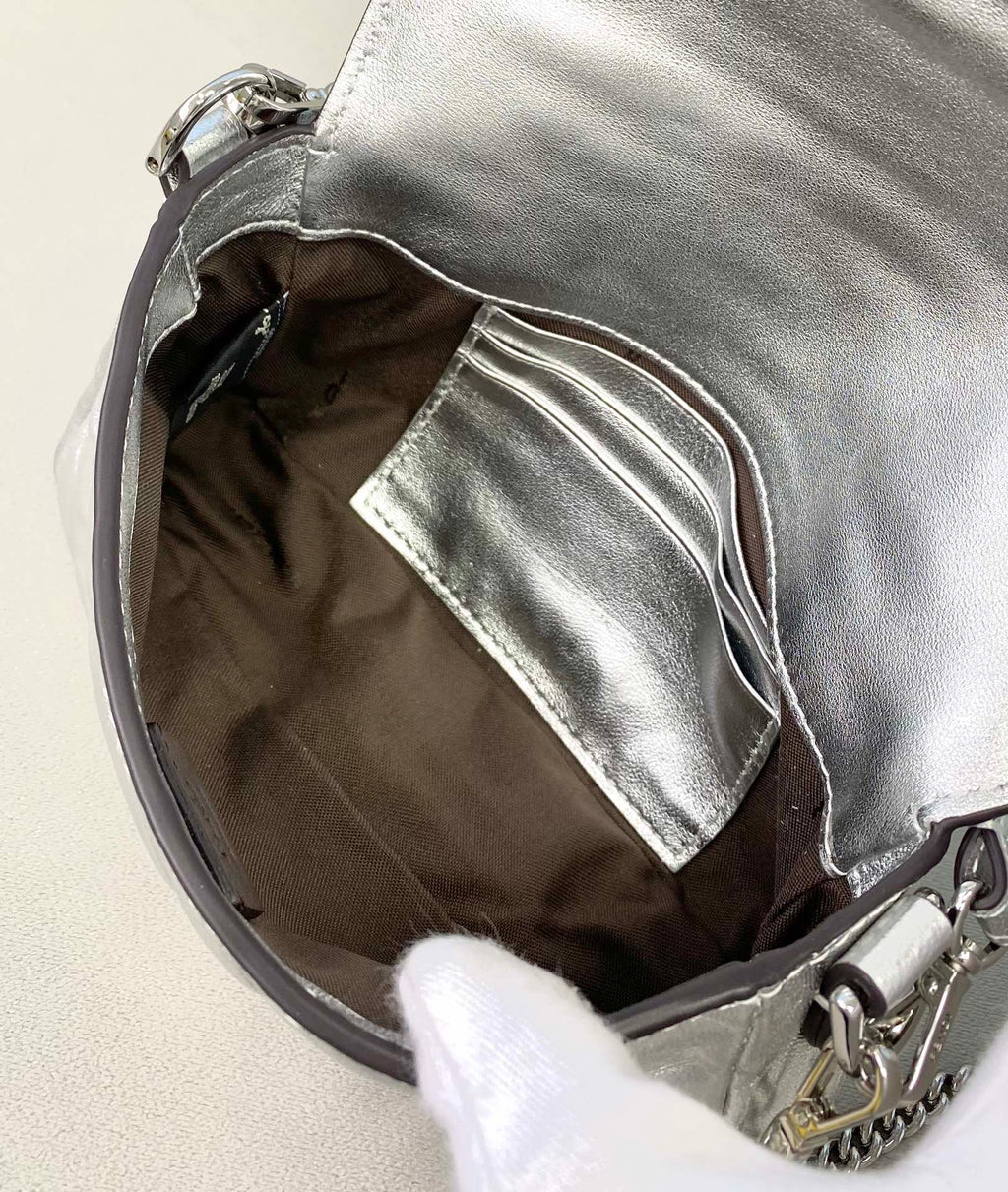 Fendi 8BS017 Baguette Mini Silver leather bag - Default Title - View 8
