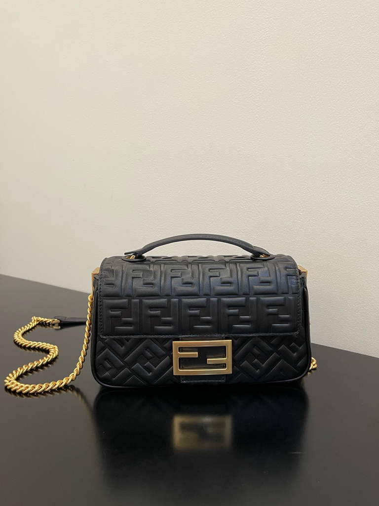 Fendi 8BS017 Baguette Mini Black leather bag - Default Title - View 1