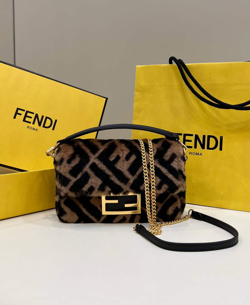 Fendi 8BS017 Baguette Mini leather bag in Brown - Default Title - View 1