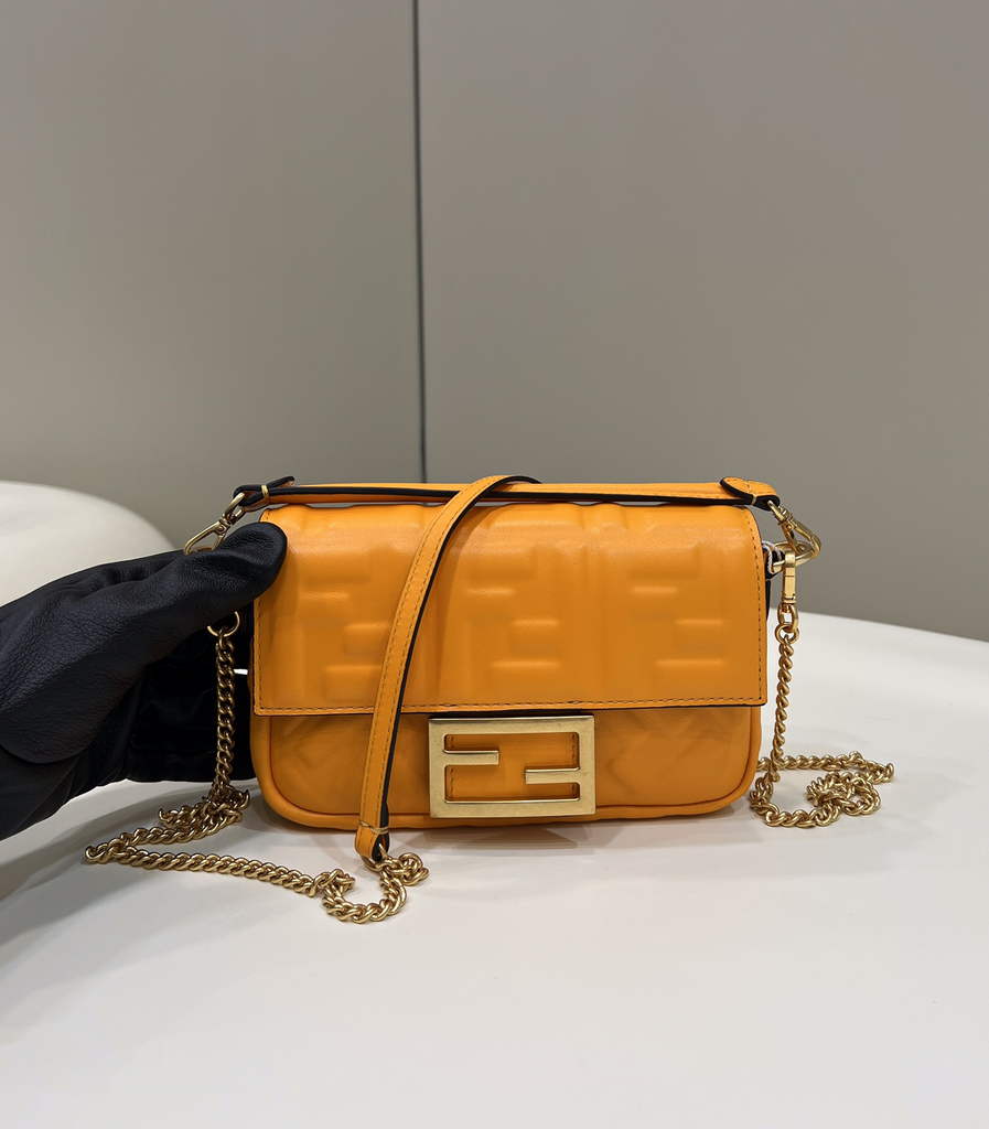 Fendi 8BS017 Baguette Mini Orange leather bag - Default Title - View 1