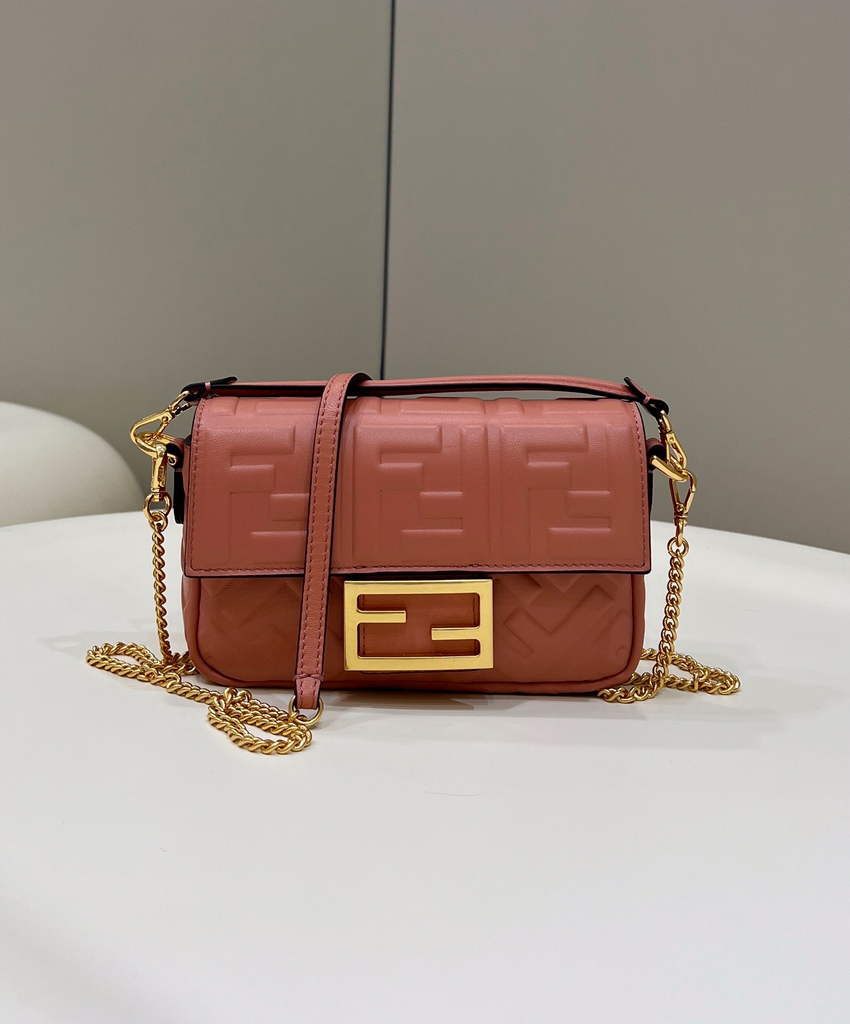 Fendi 8BS017 Baguette Mini Pink nappa leather bag - Default Title - View 1