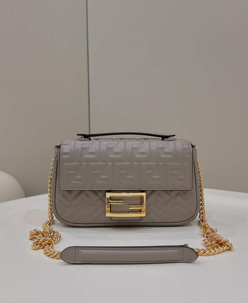 Fendi 8BS017 Baguette Mini Gray leather bag - Default Title - View 1
