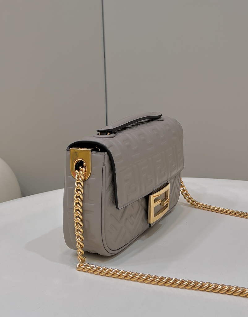 Fendi 8BS017 Baguette Mini Gray leather bag - Default Title - View 3